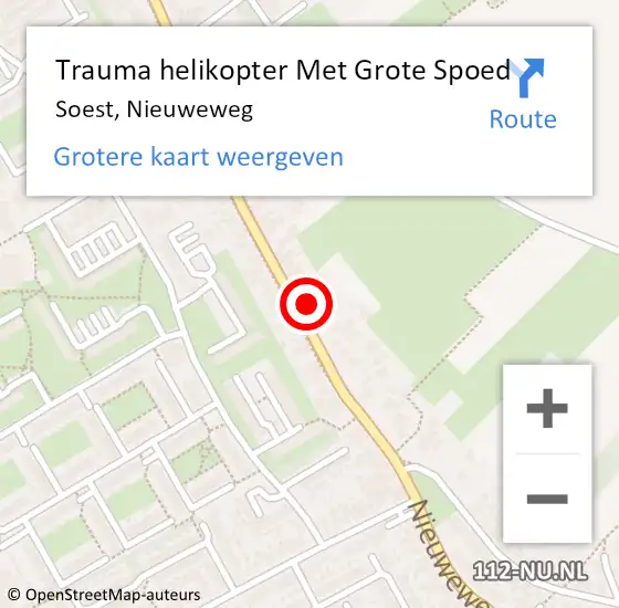 Locatie op kaart van de 112 melding: Trauma helikopter Met Grote Spoed Naar Soest, Nieuweweg op 30 januari 2023 01:20