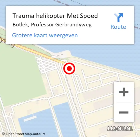 Locatie op kaart van de 112 melding: Trauma helikopter Met Spoed Naar Botlek, Professor Gerbrandyweg op 31 januari 2023 12:09