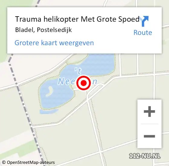 Locatie op kaart van de 112 melding: Trauma helikopter Met Grote Spoed Naar Bladel, Postelsedijk op 2 februari 2023 19:11