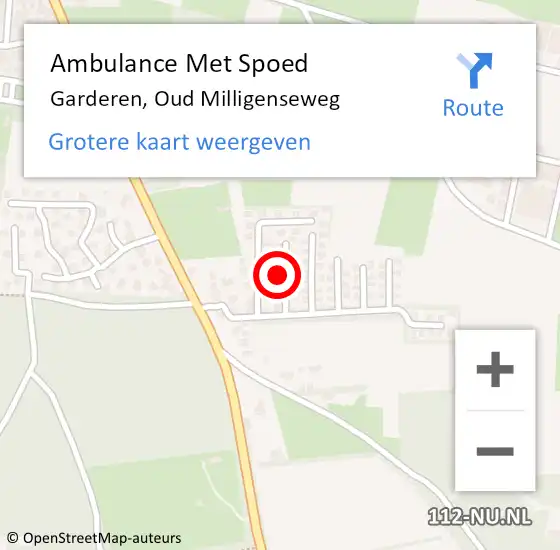 Locatie op kaart van de 112 melding: Ambulance Met Spoed Naar Garderen, Oud Milligenseweg op 3 februari 2023 05:26
