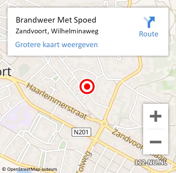 Locatie op kaart van de 112 melding: Brandweer Met Spoed Naar Zandvoort, Wilhelminaweg op 9 februari 2023 15:44