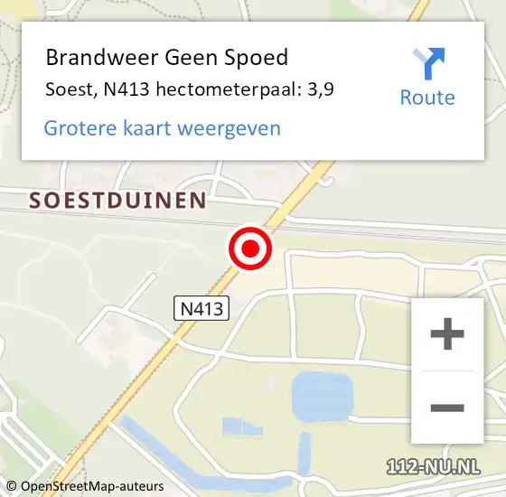 Locatie op kaart van de 112 melding: Brandweer Geen Spoed Naar Soest, N413 hectometerpaal: 3,9 op 12 februari 2023 15:07