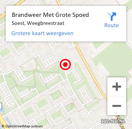 Locatie op kaart van de 112 melding: Brandweer Met Grote Spoed Naar Soest, Weegbreestraat op 13 februari 2023 16:27