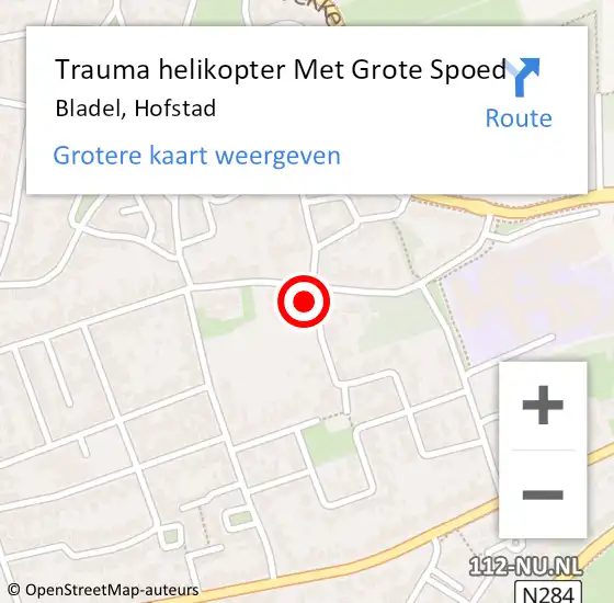 Locatie op kaart van de 112 melding: Trauma helikopter Met Grote Spoed Naar Bladel, Hofstad op 16 februari 2023 12:58