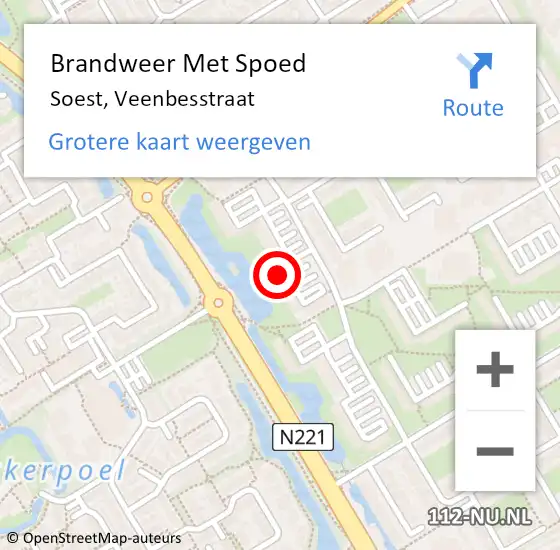 Locatie op kaart van de 112 melding: Brandweer Met Spoed Naar Soest, Veenbesstraat op 27 februari 2023 03:27