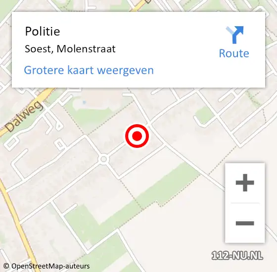 Locatie op kaart van de 112 melding: Politie Soest, Molenstraat op 3 maart 2023 12:17