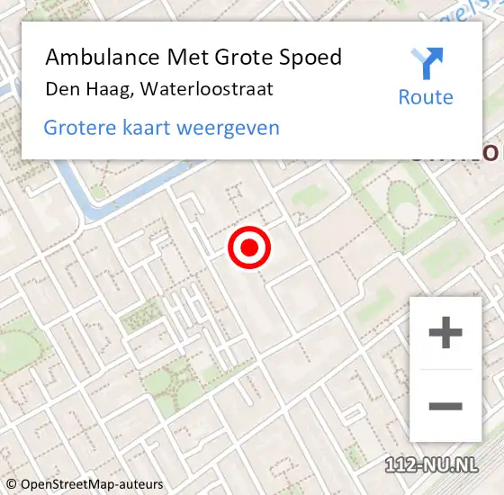 Locatie op kaart van de 112 melding: Ambulance Met Grote Spoed Naar Den Haag, Waterloostraat op 5 maart 2023 15:13