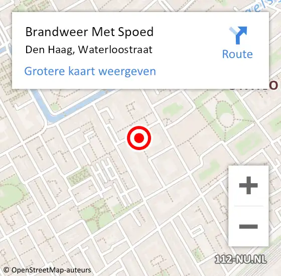 Locatie op kaart van de 112 melding: Brandweer Met Spoed Naar Den Haag, Waterloostraat op 6 maart 2023 15:08