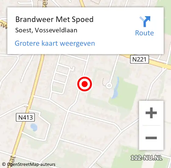 Locatie op kaart van de 112 melding: Brandweer Met Spoed Naar Soest, Vosseveldlaan op 7 maart 2023 12:45