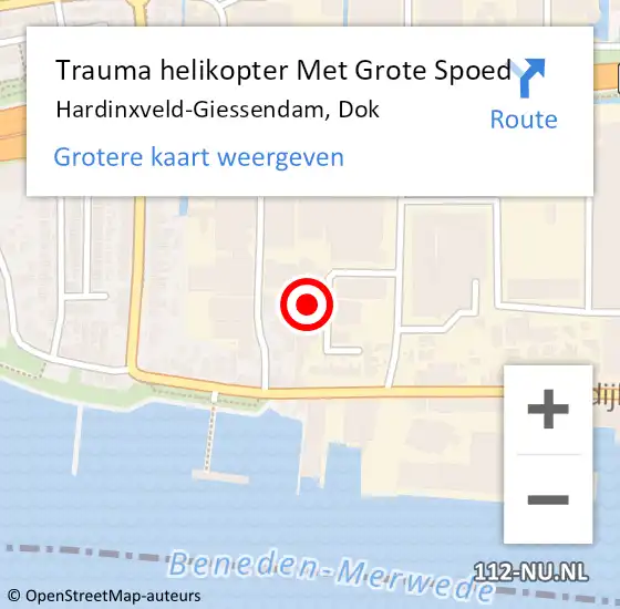 Locatie op kaart van de 112 melding: Trauma helikopter Met Grote Spoed Naar Hardinxveld-Giessendam, Dok op 10 maart 2023 10:00