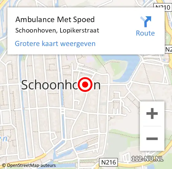 Locatie op kaart van de 112 melding: Ambulance Met Spoed Naar Schoonhoven, Lopikerstraat op 11 maart 2023 11:17