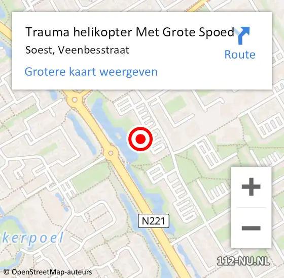 Locatie op kaart van de 112 melding: Trauma helikopter Met Grote Spoed Naar Soest, Veenbesstraat op 23 maart 2023 23:59