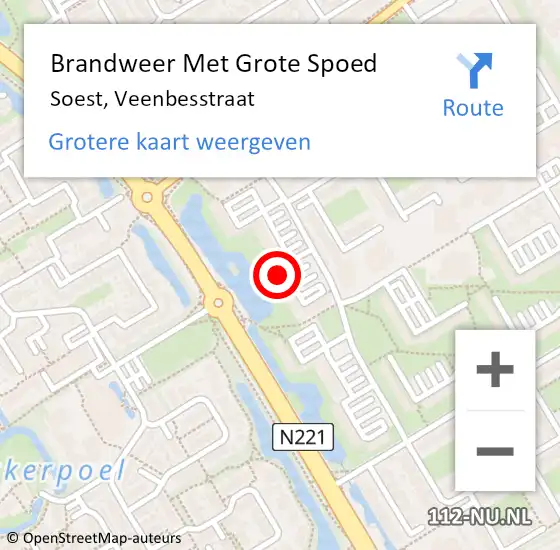 Locatie op kaart van de 112 melding: Brandweer Met Grote Spoed Naar Soest, Veenbesstraat op 23 maart 2023 23:59