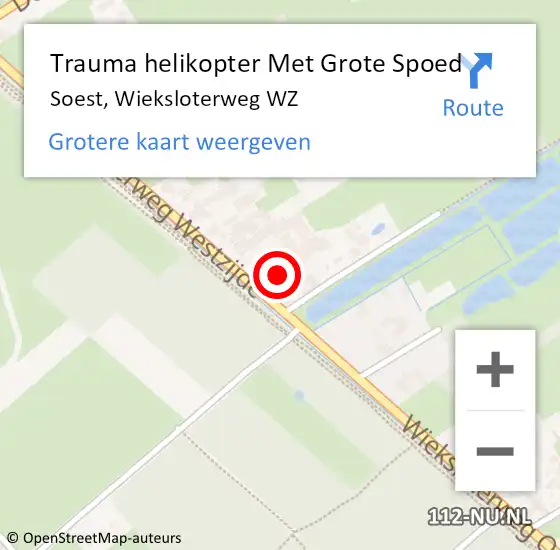 Locatie op kaart van de 112 melding: Trauma helikopter Met Grote Spoed Naar Soest, Wieksloterweg WZ op 27 maart 2023 11:20
