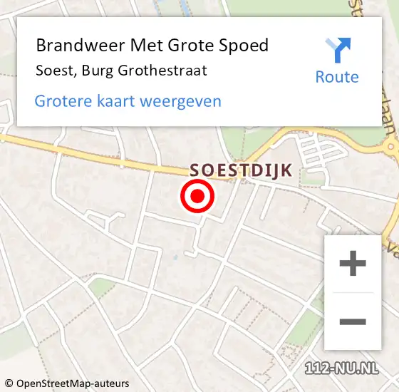 Locatie op kaart van de 112 melding: Brandweer Met Grote Spoed Naar Soest, Burg Grothestraat op 7 april 2023 17:10