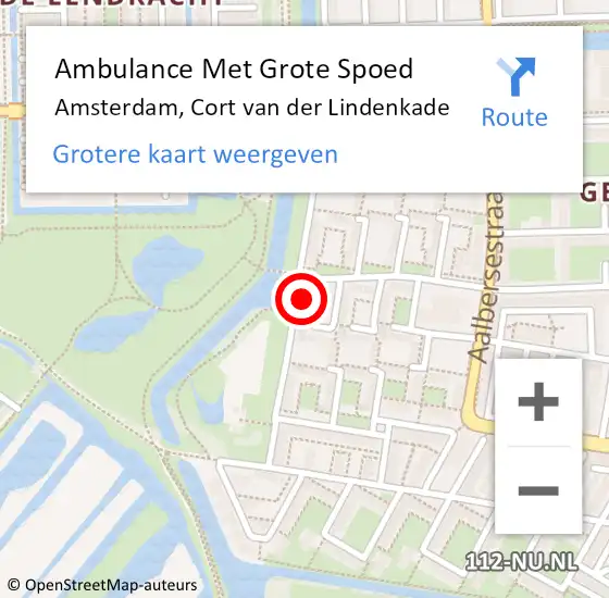 Locatie op kaart van de 112 melding: Ambulance Met Grote Spoed Naar Amsterdam, Cort van der Lindenkade op 11 april 2023 09:57
