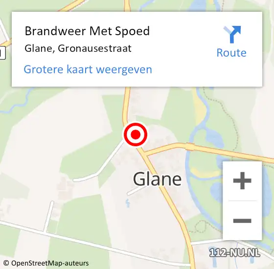 Locatie op kaart van de 112 melding: Brandweer Met Spoed Naar Glane, Gronausestraat op 21 april 2023 10:14
