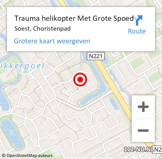 Locatie op kaart van de 112 melding: Trauma helikopter Met Grote Spoed Naar Soest, Choristenpad op 25 april 2023 16:00