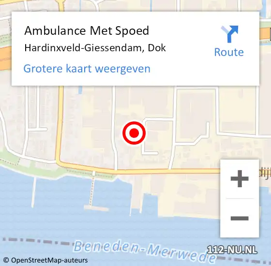 Locatie op kaart van de 112 melding: Ambulance Met Spoed Naar Hardinxveld-Giessendam, Dok op 27 april 2023 12:00