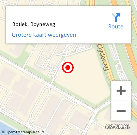 Locatie op kaart van de 112 melding:  Botlek, Boyneweg op 2 mei 2023 13:03