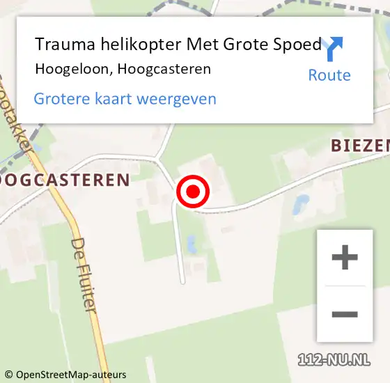 Locatie op kaart van de 112 melding: Trauma helikopter Met Grote Spoed Naar Hoogeloon, Hoogcasteren op 4 mei 2023 10:39