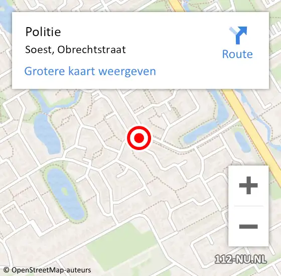 Locatie op kaart van de 112 melding: Politie Soest, Obrechtstraat op 4 mei 2023 11:10