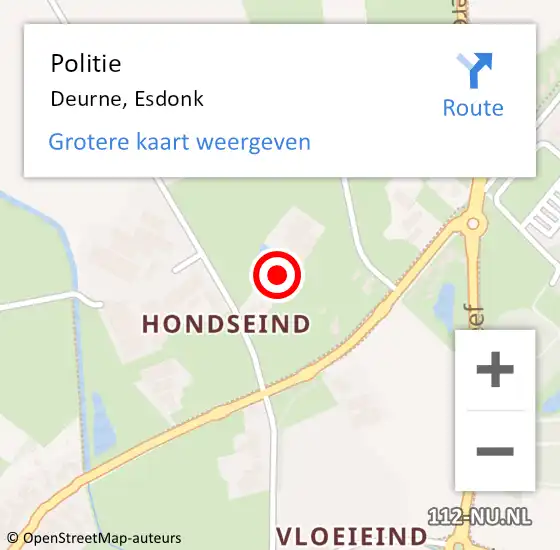 Locatie op kaart van de 112 melding: Politie Deurne, Esdonk op 13 mei 2023 09:41