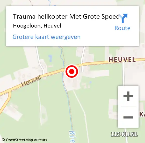 Locatie op kaart van de 112 melding: Trauma helikopter Met Grote Spoed Naar Hoogeloon, Heuvel op 13 mei 2023 16:50