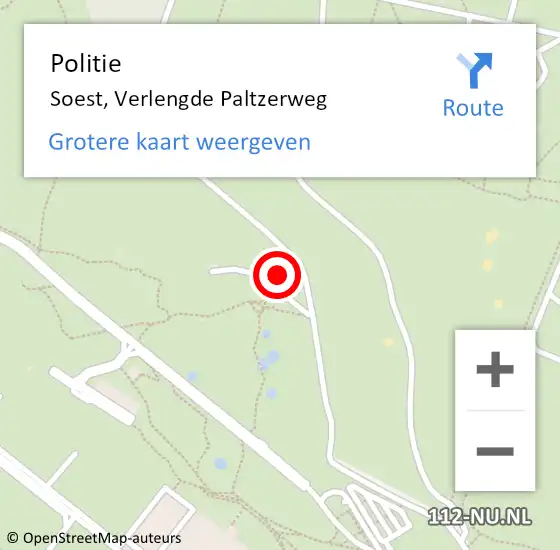 Locatie op kaart van de 112 melding: Politie Soest, Verlengde Paltzerweg op 24 mei 2023 18:53