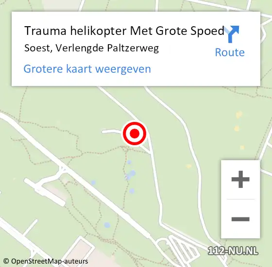 Locatie op kaart van de 112 melding: Trauma helikopter Met Grote Spoed Naar Soest, Verlengde Paltzerweg op 24 mei 2023 18:54