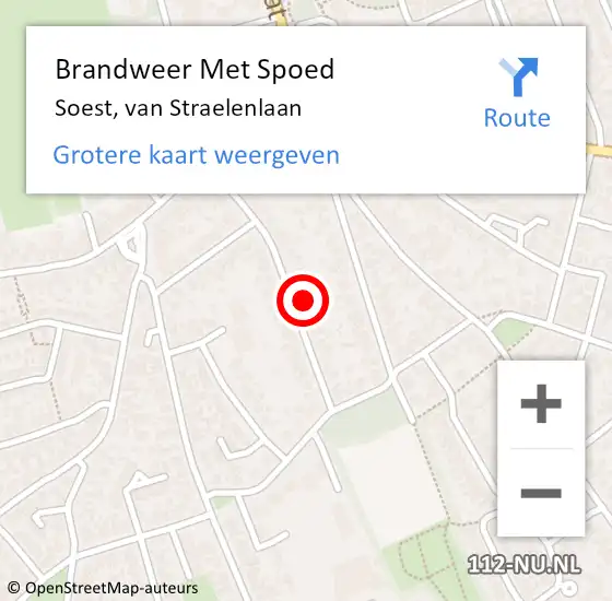 Locatie op kaart van de 112 melding: Brandweer Met Spoed Naar Soest, van Straelenlaan op 4 juni 2023 12:56