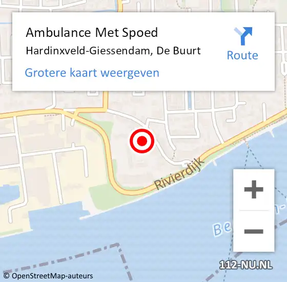 Locatie op kaart van de 112 melding: Ambulance Met Spoed Naar Hardinxveld-Giessendam, De Buurt op 17 juni 2023 10:25