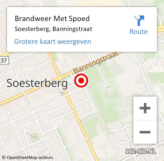 Locatie op kaart van de 112 melding: Brandweer Met Spoed Naar Soesterberg, Banningstraat op 21 juni 2023 15:38