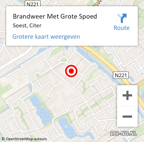 Locatie op kaart van de 112 melding: Brandweer Met Grote Spoed Naar Soest, Citer op 23 juni 2023 15:54