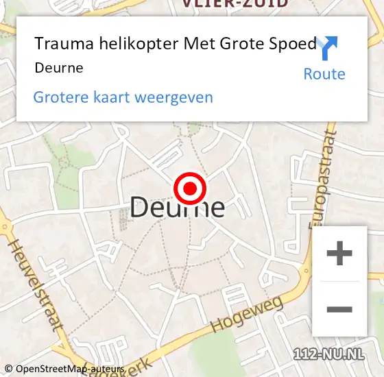 Locatie op kaart van de 112 melding: Trauma helikopter Met Grote Spoed Naar Deurne op 1 juli 2023 02:59