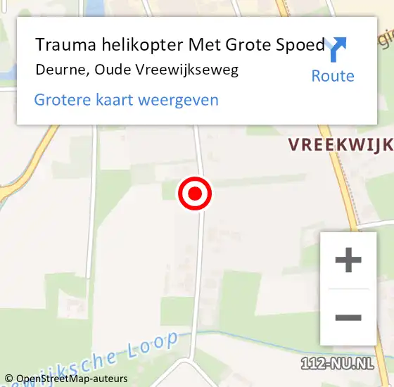 Locatie op kaart van de 112 melding: Trauma helikopter Met Grote Spoed Naar Deurne, Oude Vreewijkseweg op 1 juli 2023 02:59