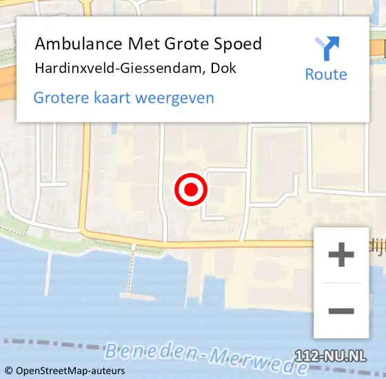 Locatie op kaart van de 112 melding: Ambulance Met Grote Spoed Naar Hardinxveld-Giessendam, Dok op 2 juli 2023 06:39