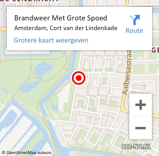 Locatie op kaart van de 112 melding: Brandweer Met Grote Spoed Naar Amsterdam, Cort van der Lindenkade op 7 juli 2023 09:12