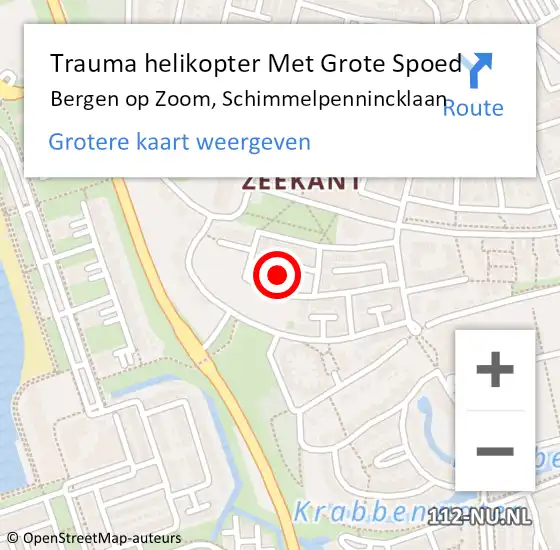 Locatie op kaart van de 112 melding: Trauma helikopter Met Grote Spoed Naar Bergen op Zoom, Schimmelpennincklaan op 17 juli 2023 17:24