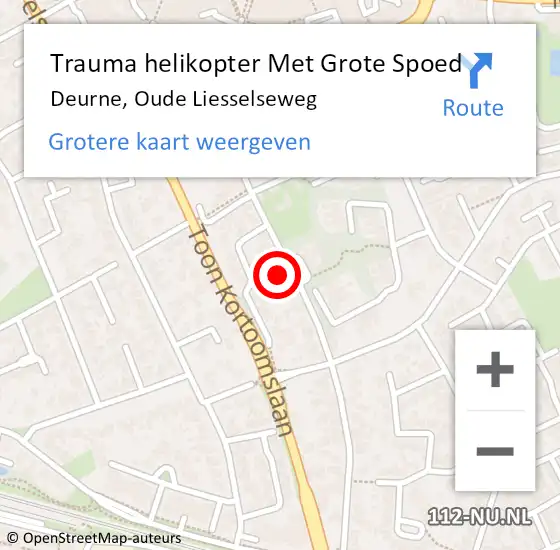 Locatie op kaart van de 112 melding: Trauma helikopter Met Grote Spoed Naar Deurne, Oude Liesselseweg op 19 juli 2023 11:45