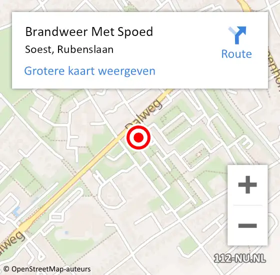 Locatie op kaart van de 112 melding: Brandweer Met Spoed Naar Soest, Rubenslaan op 20 juli 2023 16:48