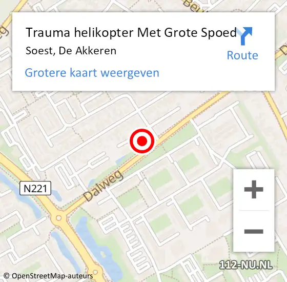 Locatie op kaart van de 112 melding: Trauma helikopter Met Grote Spoed Naar Soest, De Akkeren op 21 juli 2023 23:23