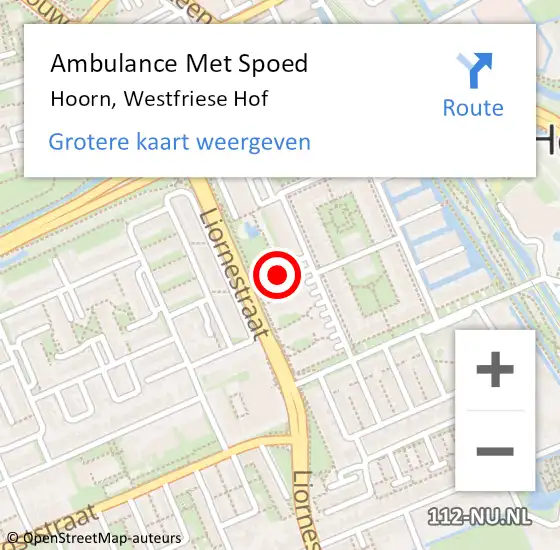 Locatie op kaart van de 112 melding: Ambulance Met Spoed Naar Hoorn, Westfriese Hof op 7 augustus 2023 14:11