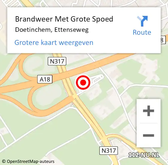 Locatie op kaart van de 112 melding: Brandweer Met Grote Spoed Naar Doetinchem, Ettenseweg op 11 augustus 2023 05:39
