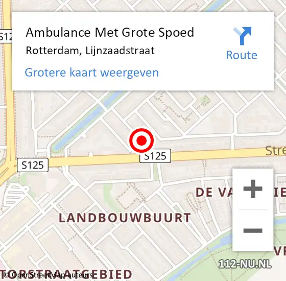 Locatie op kaart van de 112 melding: Ambulance Met Grote Spoed Naar Rotterdam, Lijnzaadstraat op 5 september 2023 01:54