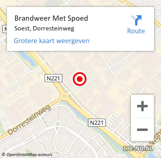 Locatie op kaart van de 112 melding: Brandweer Met Spoed Naar Soest, Dorresteinweg op 5 september 2023 11:39