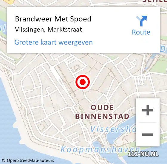 Locatie op kaart van de 112 melding: Brandweer Met Spoed Naar Vlissingen, Marktstraat op 10 september 2023 16:55