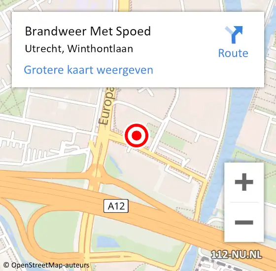 Locatie op kaart van de 112 melding: Brandweer Met Spoed Naar Utrecht, Winthontlaan op 16 september 2023 14:23