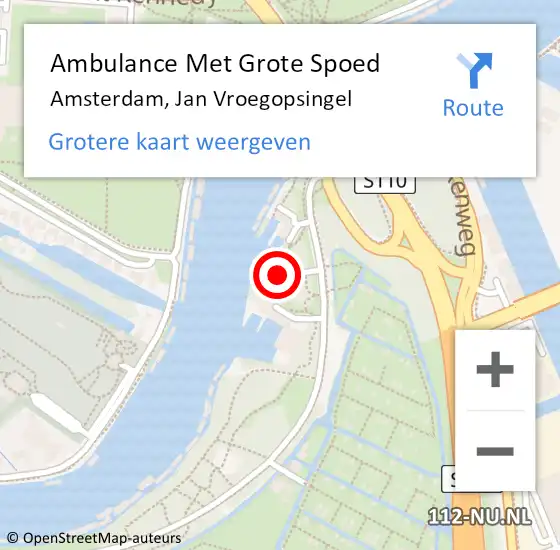 Locatie op kaart van de 112 melding: Ambulance Met Grote Spoed Naar Amsterdam, Jan Vroegopsingel op 22 september 2023 23:50