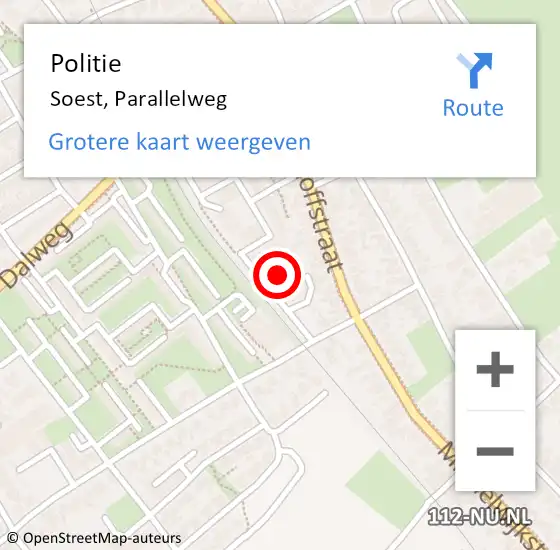 Locatie op kaart van de 112 melding: Politie Soest, Parallelweg op 24 september 2023 03:02